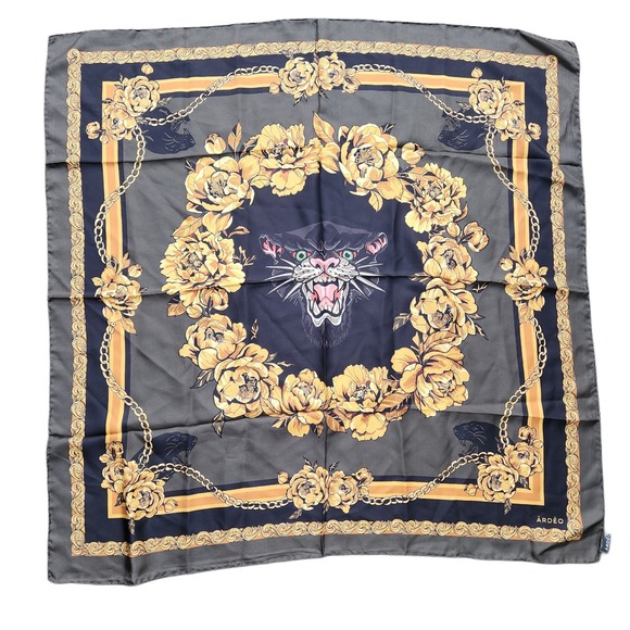 Ardeo Rebel leopard silk hand stitched/rolled artistic‎ designer luxury wrap 37" - Picture 3 of 11